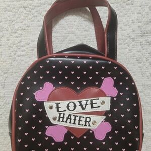 Black and Pink “Love Hater” Heart Pattern Women's Bag by Addicted